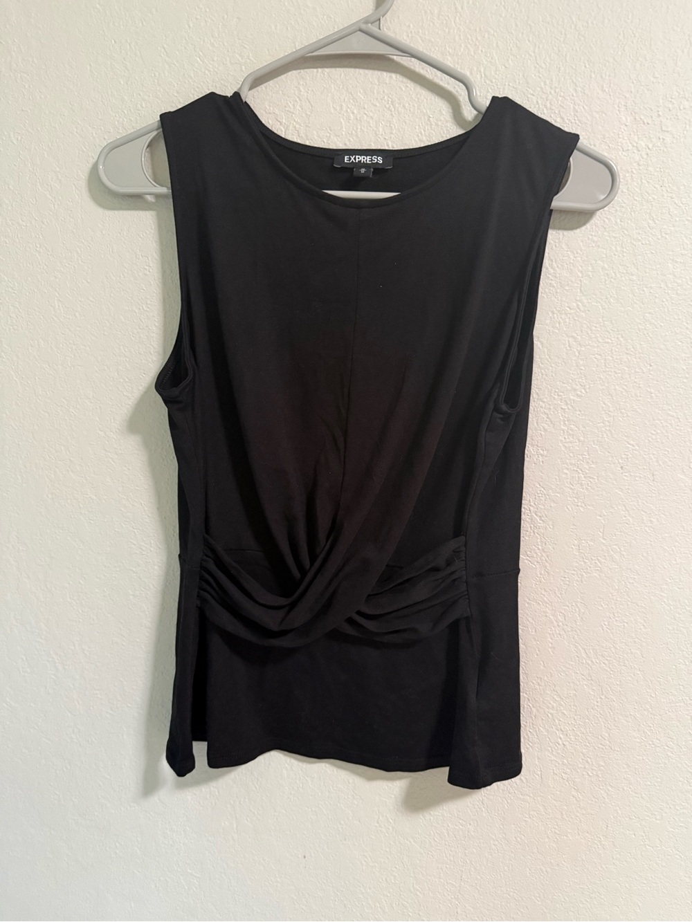 Express Black Draped Sleeveless Twist Front Top M